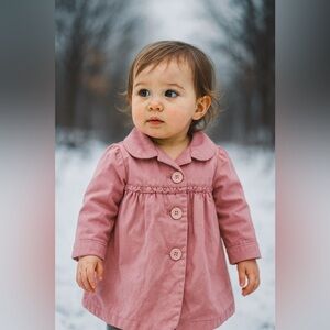 Jillian’s Closet Toddler Pink sz 18M Trench Coat Button Closure Bow On Back